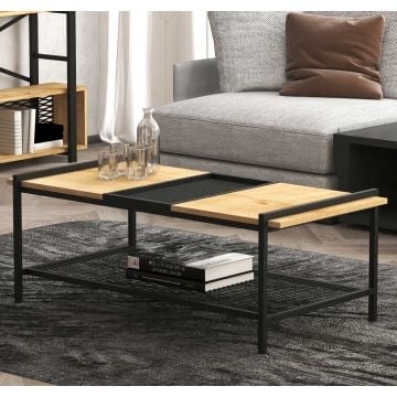Moderne Walnoot Zwarte Salontafel | Woody Fashion | 100% Melamine Gecoat Spaanplaat