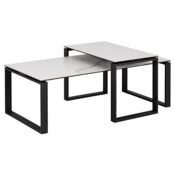 Set van 2 salontafels Nicola - witte keramiek
