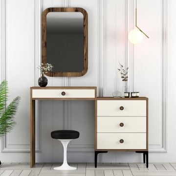 Make-uptafel Woody | 100% Melaminegecoat | Walnoot Crème