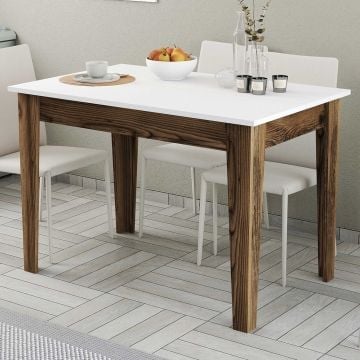 Keukentafel Woody Fashion - 110x72x75 cm - Walnoot/wit 