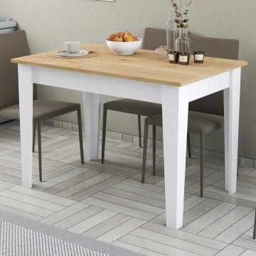 Woody Fashion keukentafel - 110x72x75 cm - Eik/wit 