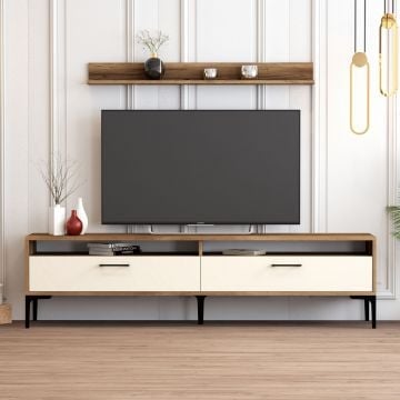 Woody Fashion TV-meubel | 100% Melamine | 180cm x 47cm x 35cm | Walnoot Crème