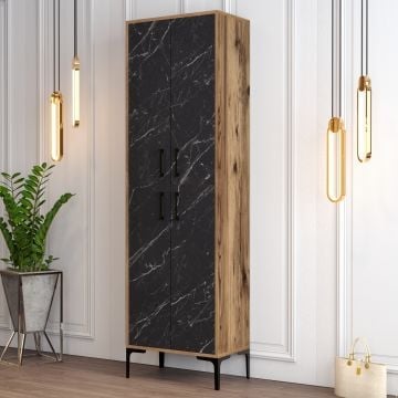 Woody Fashion Schoenenkast | 100% Melamine | Metalen Poten en Handgrepen | Noten Zwart