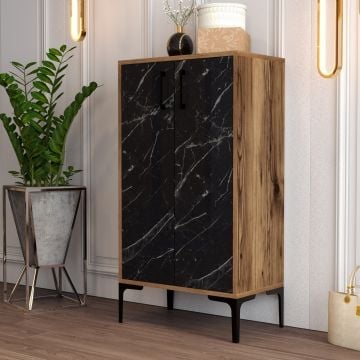 Woody Modieus Schoenenkastje | 100% Melamine | Walnoot Zwart