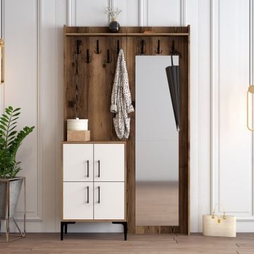 Stijlvolle Woody Fashion vestiaire | Metalen Poot | Walnoot Wit