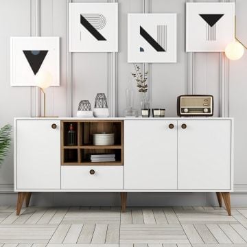 Moderne witte console met veel opbergruimte