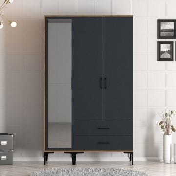 Kledingkast Woody Fashion | 120 x 48 x 201 cm | Walnut Anthracite-design