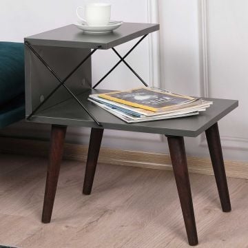 Bijzettafeltje | 100% Melamine | 18mm Dikte | Beuken Poten | Antraciet