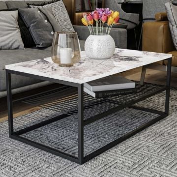 Salontafel | 100% Melamine Gecoat | WitZwart | 95x43x55 cm