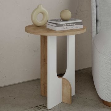 Stijlvolle Woody Bijzettafel | 18mm Dikte | 40x47x40 cm | 15 kg Draagvermogen | Wit Eiken