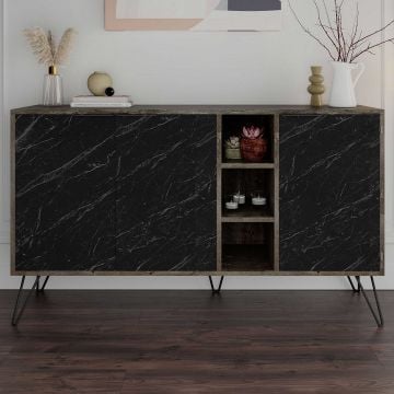 Woody Console | 142x83x35 cm | zwart marmer/donkerbruin