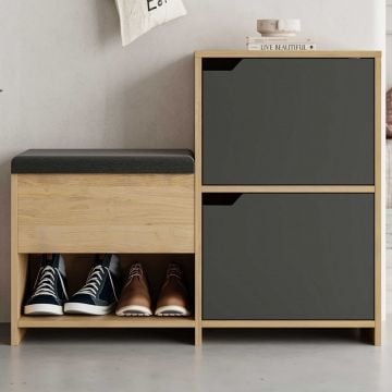 Schoenenkast Woody Fashion | 102 x 36 x 81 | Anthracite Oak-design