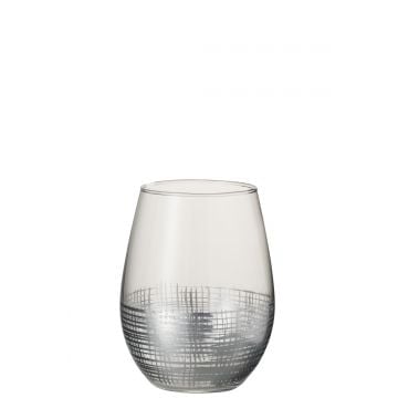 Drinkglas raster bol glas zilver/transparant