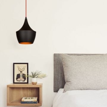 Opviq Kroonluchter | Metalen Behuizing | In Hoogte Verstelbaar | 23cm Diameter | 130cm Hoogte | Zwart Rood