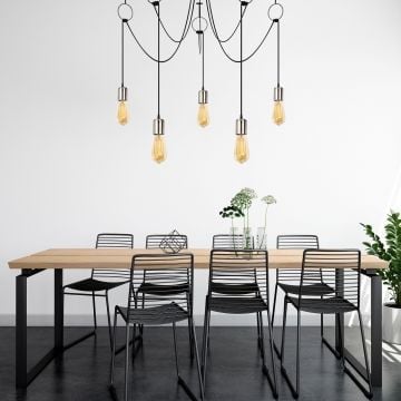 Opviq Kroonluchter | Metalen Behuizing | In Hoogte Verstelbaar | 100cm Diameter | Zwart Nikkel
