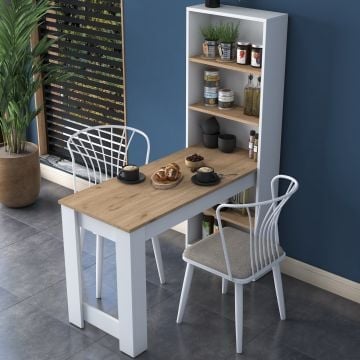 Keukentafel Locelso | 100% Melaminegecoat | 53,8 x 120 x 153,6 | Kleur: Walnootwit