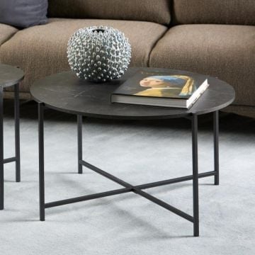 Salontafel Lamoine - Ø70x42 cm - zwart marmer