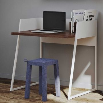 Bureau Volta 90cm - wit/walnoot