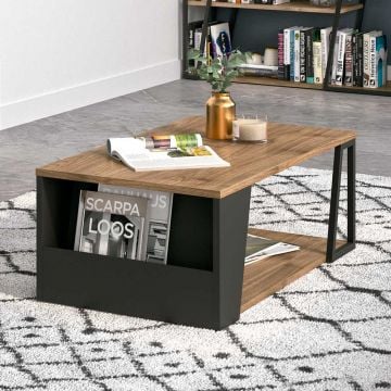 Salontafel Albi 100cm - walnoot/zwart