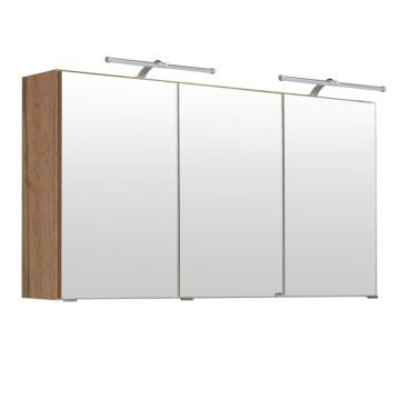 Spiegelkast Bobbi 120cm model 2 3 deuren & ledverlichting - eik