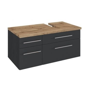 Wastafelonderkast Dasa (rechts) 90cm met 4 lades - grafiet/mat grijs 