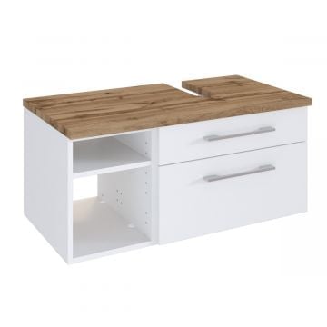Wastafelonderkast Dasa (rechts) 90cm met 2 lades - wit