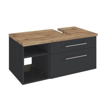 Wastafelonderkast Dasa (rechts) 90cm met 2 lades - grafiet/mat grijs 
