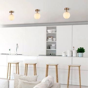 Vintage Fulgor kroonluchter | metalen behuizing | glazen kap