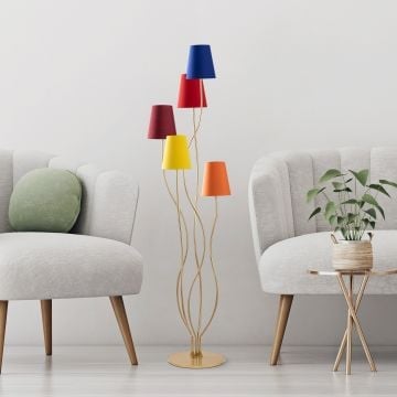 Fulgor vloerlamp | metalen behuizing | stoffen kap | veelkleurig