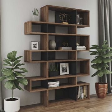 Boekenkast Lisbon 3 - walnoot/zwart