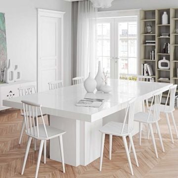Eettafel Mundus 130 x 260 cm - hoogglans wit