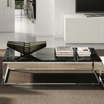 Salontafel Prairie - zwart marmer/chroom