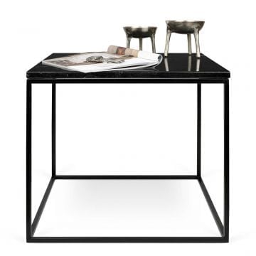 Bijzettafel Gleam 50x50 - zwart marmer/staal