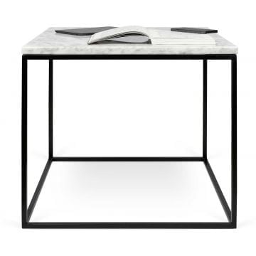 Bijzettafel Gleam 50x50 - wit marmer/staal
