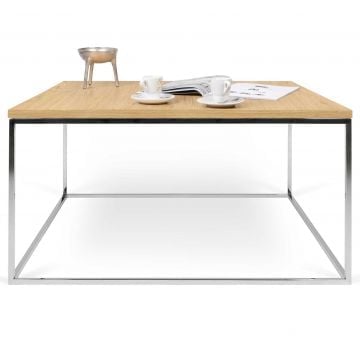 Salontafel Gleam 75x75 - eik/chroom