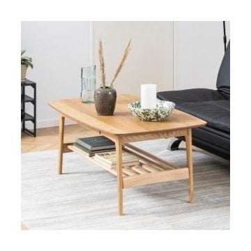 Salontafel Emma met lade en legplank - eik