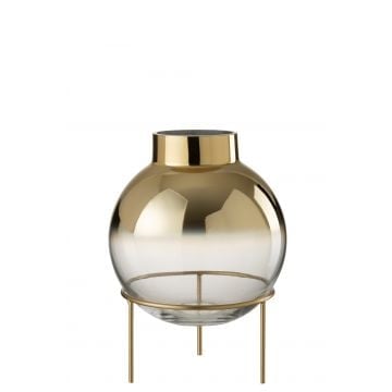 Vaas bol op voet glas goud/transparant