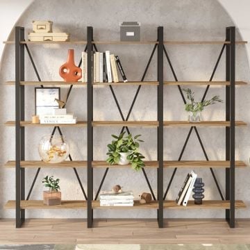 Boekenrek Charissa 220cm - den/zwart