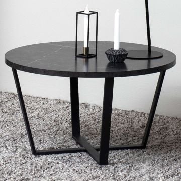 Salontafel Amanda Ø77 - marmer/zwart