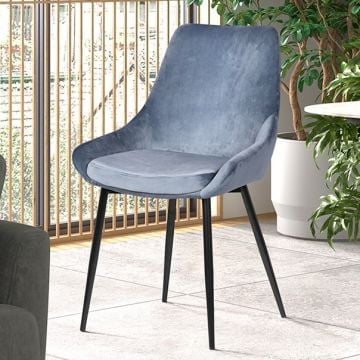 Stoel Mirano metaal/fluweel - blauw