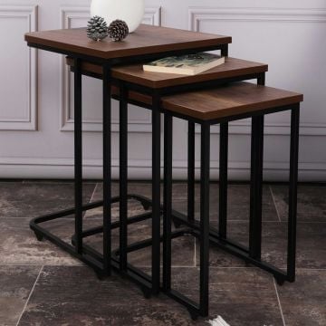 Woody Fashion Nesting Table Set - Metalen frame (drie stuks)