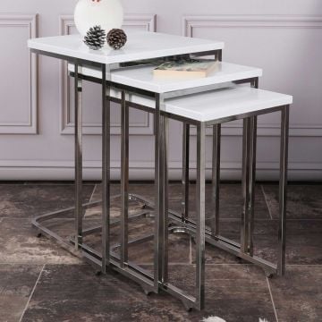 3-delige Woody Fashion Nesting Table Set in Wit
