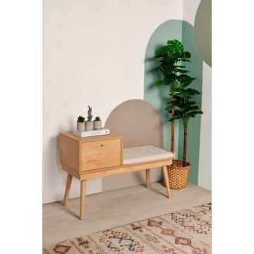 Houten Modebank | 100% Haagbeukhout | Taupekleurig