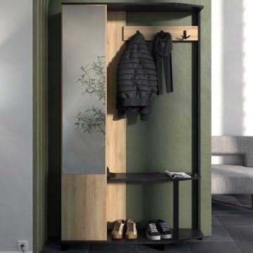 Halmeubel Schuster - 108x34x184cm - eikdecor/zwart