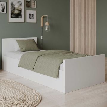 Kofferbed Clyde - 90x200cm - met lattenbodem - wit