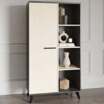 Buffetkast Kent - 83x39x154cm - 1 deur - eikdecor/antraciet