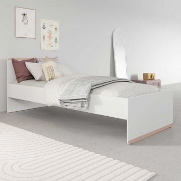 Kinderbed Reverso - 90x190/200cm - wit/roze