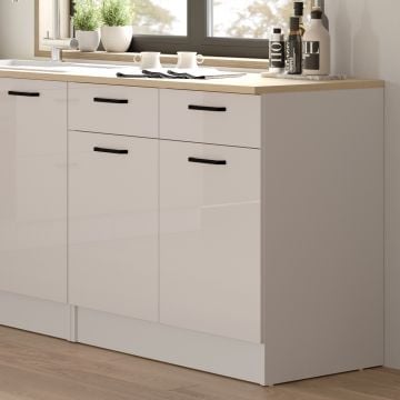 Keukenkast Bianco - 80x60x90cm - 2 deuren & 2 lades - hoogglans wit