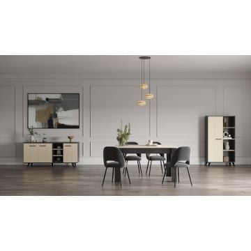 Eetkamer Kent: eettafel, buffetkast, dressoir - eikdecor/antraciet
