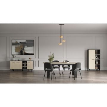 Eetkamer Kent: verlengbare eettafel, buffetkast, dressoir - eikdecor/antraciet